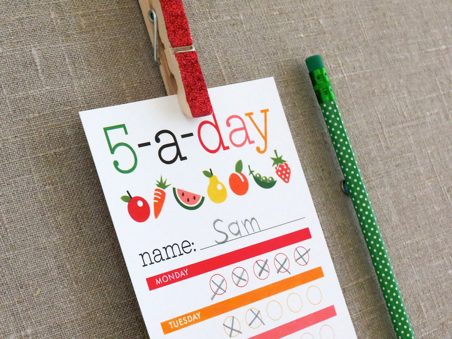 Healthy Eating Chart for Kids - 5-a-day - Printable