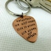 Hand Stamped Copper Guitar Pick Keychain - Dave Matthews Band - Celebrate we will cause life is short but sweet for certain