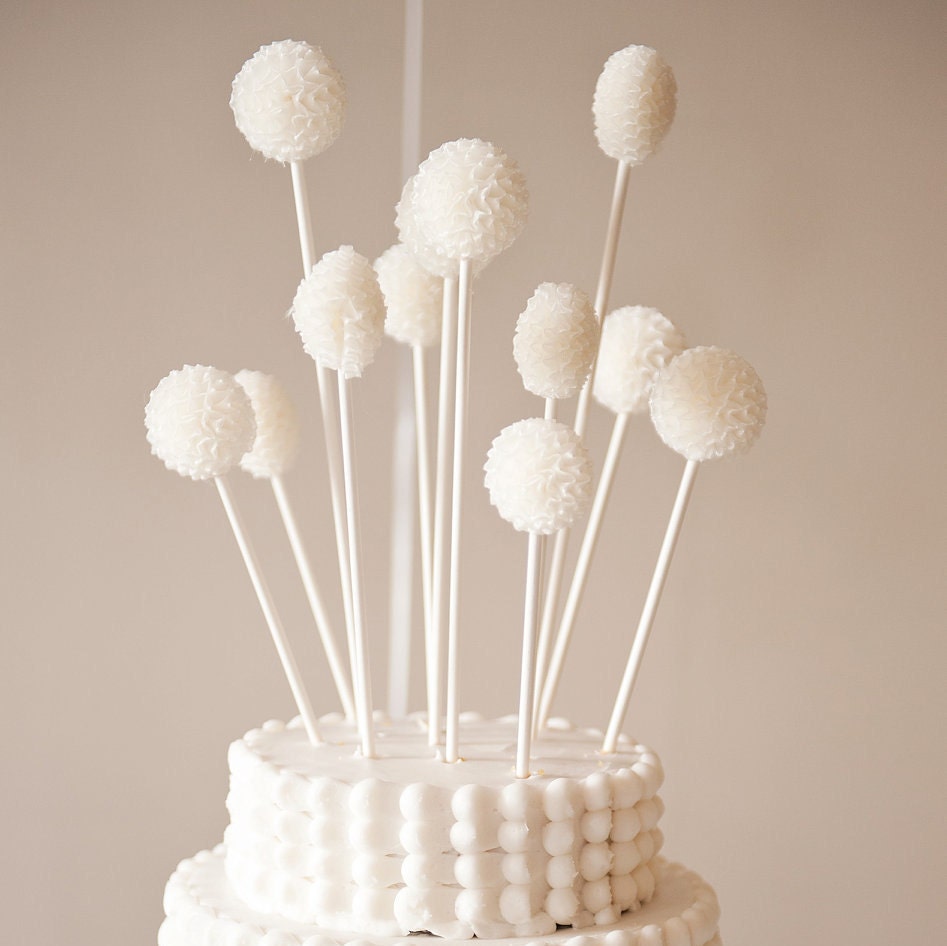 Custom Order - White Organza Wedding Cake Toppers - 12 pcs