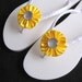 Lemon Yellow Bridal Flip Flops - Beach Wedding, Bridesmaid Favors, Wedding Decorated Flip Flops