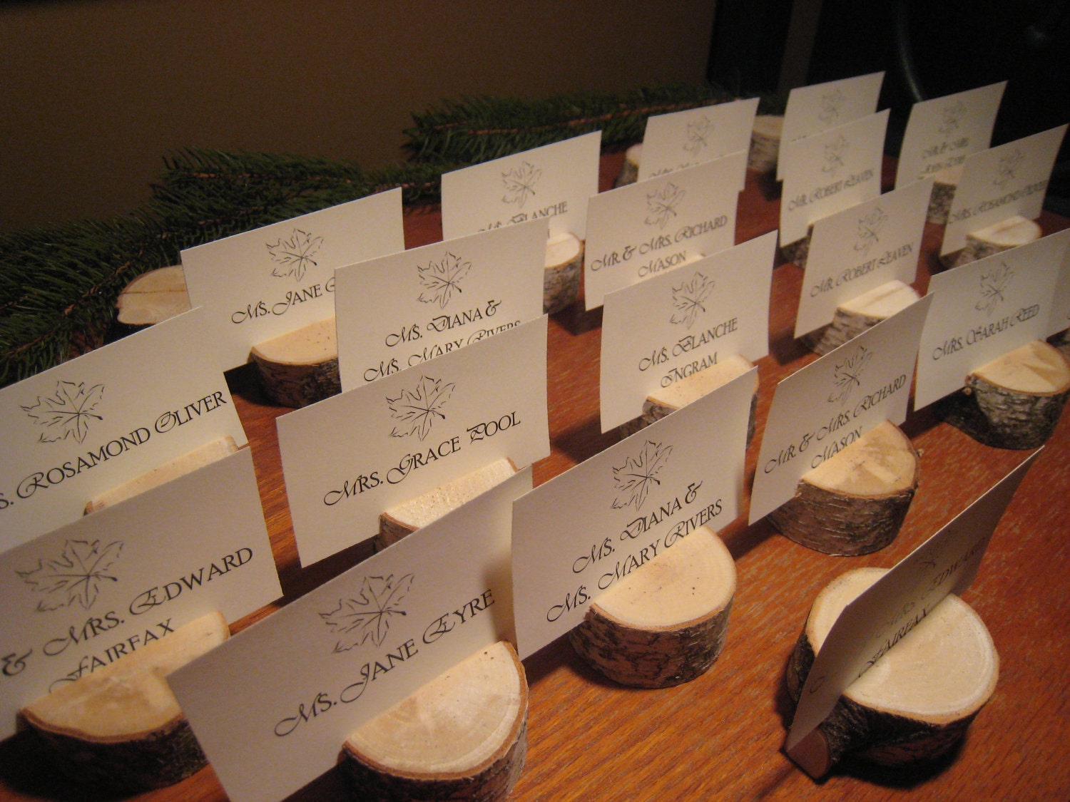 Set of Twenty-Five (25) White Birch Place Card Holders