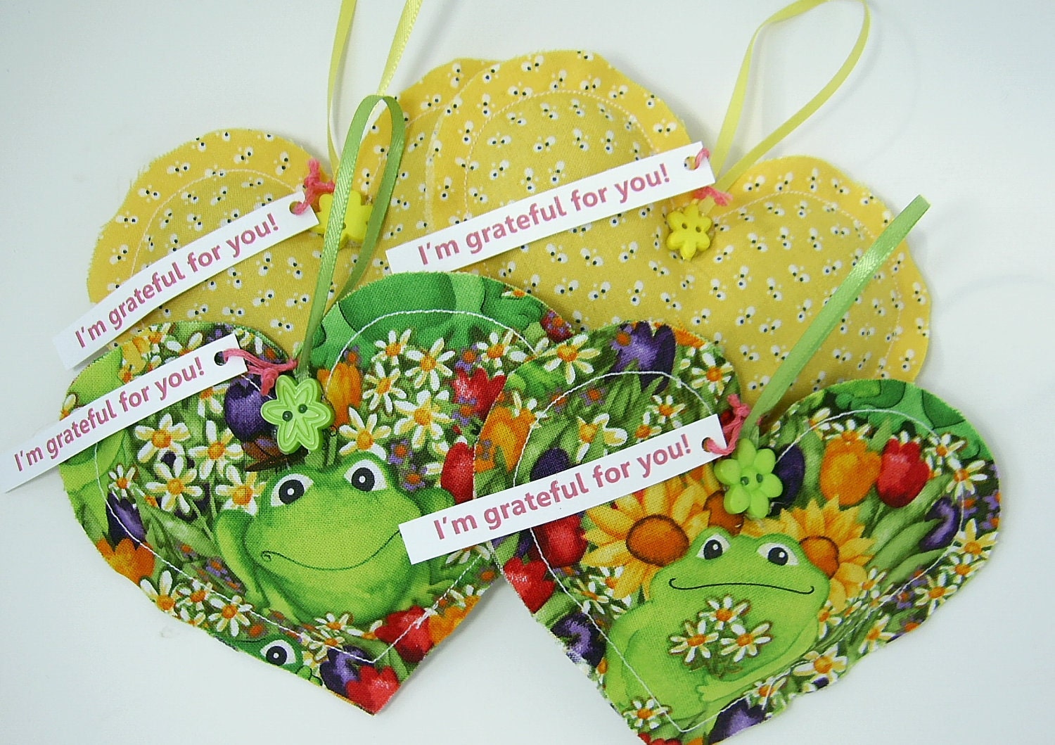Lavender and Chamomile Scented Thank You Gift Grateful Hearts Gift Package Frogs and Yellow