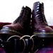Vintage 1980s Doc / Dr Martens Dark Purple / Plum 8 Eye Leather Boots Skull Crushers Goth Punk Oi - Made in England