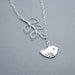 Silver Bird Necklace - Branch, Bird Lariat, Sparrow Necklace