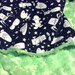 Black Friday 20% off with code: BLACKFRIDAY20 - Black White Aliens and Stars with Lime Green Minky Toddler  Blanket - Ready To Ship