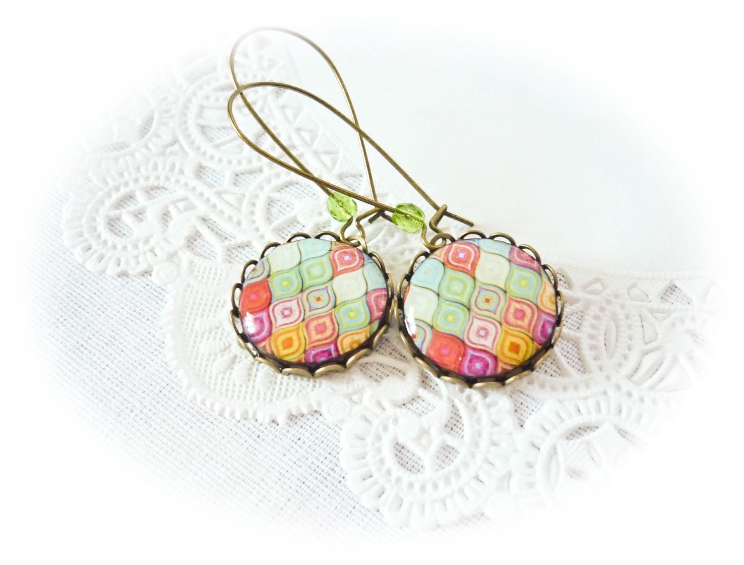 Colorful Rhombs Earrings, bright jewelry, gift for her