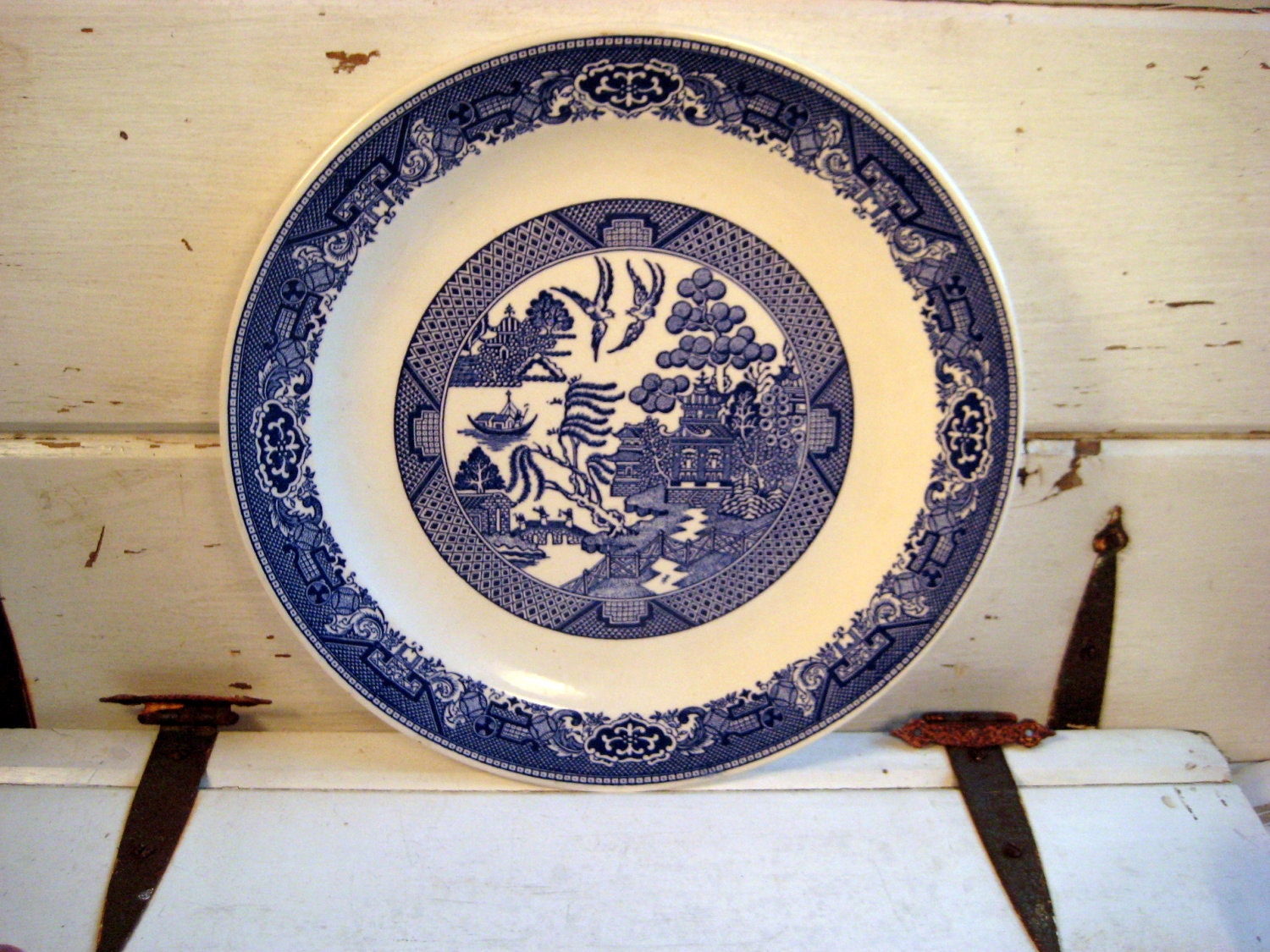 Blue Willow by Royal Sebring Ohio, china platter,Vintage China plate, Made in USA