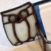 Vintage stainglass owl business card holder, office, den, vendor display card holder, 2 x 5.5 inches