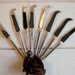 Vintage Silver plate cheese or steak knives, set of 8 knives, Shabby decor, aged patina, Silver plate, 7 inches long