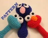 PATTERN Instant Download Grover Sesame Street Baby Rattle Crochet