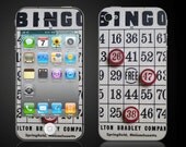 iPhone 4 4S Vinyl Decal Vintage Bingo Card and Markers ephemera - Wrap Skin Sticker Cover - Free Shipping - NOT a HARD CASE- vinyl skin