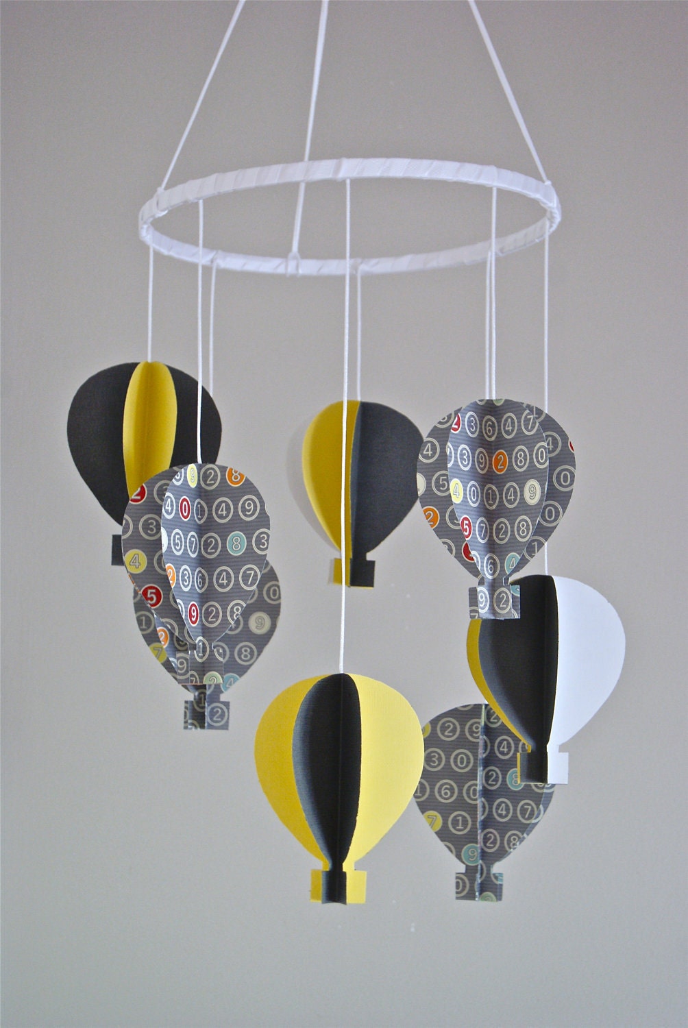 Unisex 3D 'Numbers Print' Paper Hot Air Balloon Mobile