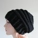 Slouchy Beanie Slouch Hats Oversized Baggy  womens Fall Winter accessory Black Hand Made Knit