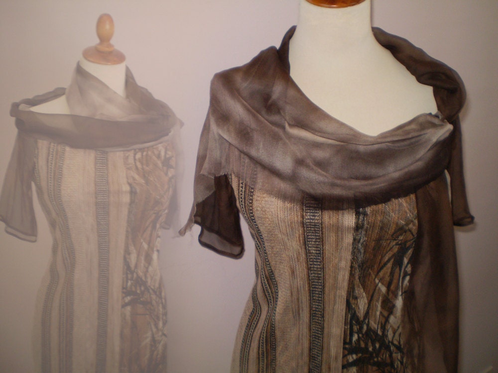 Brown Dress with silk collar and sleeves