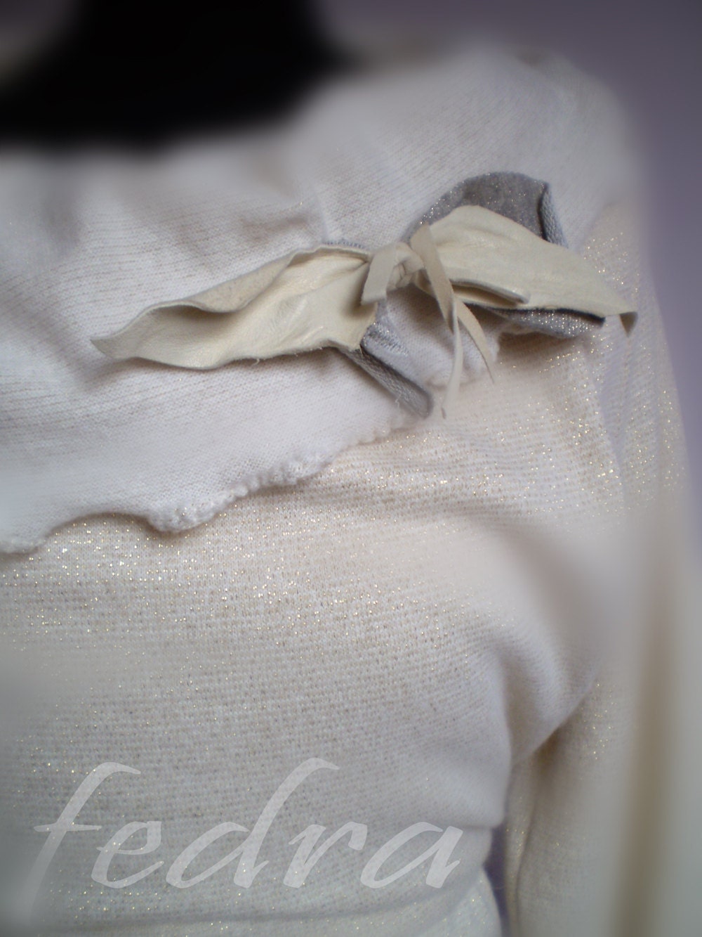 Wrap Cotton Sweater Spring Shrug Tunic-over all and leather brooch