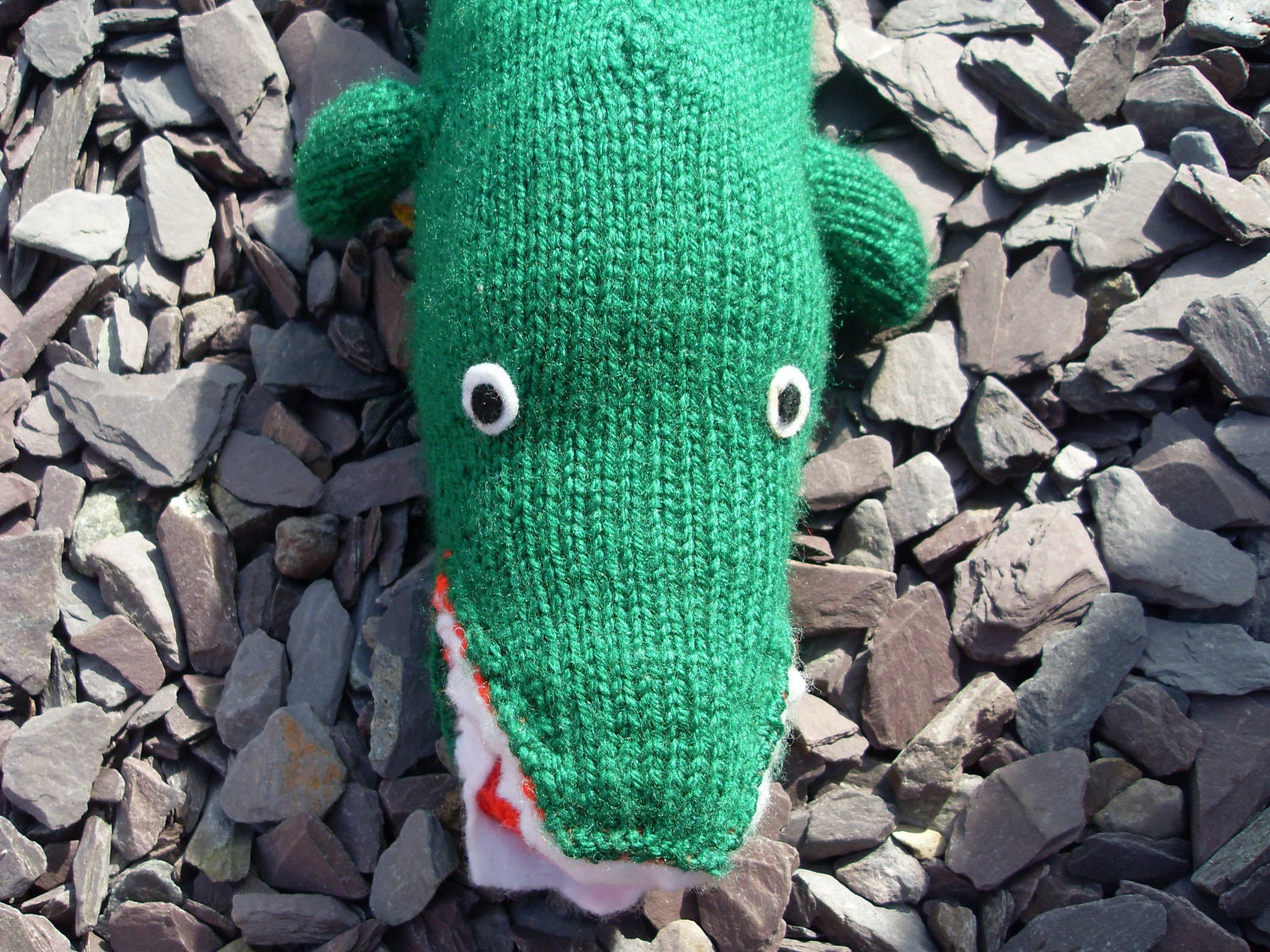 Hand knitted Childrens / Babies Green Crocodile Toy Doll - Suitable from birth.