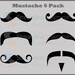 Mustache 6 Pack, Vinyl Sticker / Decal Set of 6 Different Styles - FREE SHIPPING