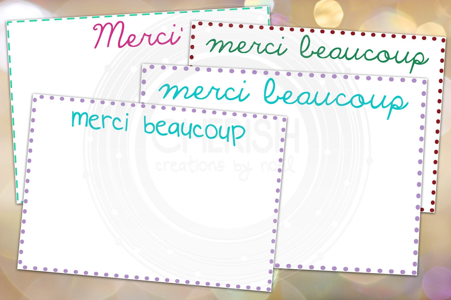 Merci Beaucoup - 4x6 Thank You Notes - French Note Card Family Birthday Generic Multi Purpose Perfect Creative Unique Party Gift