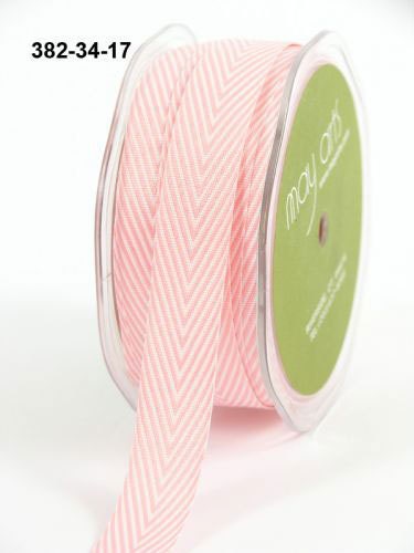 Chevron Twill Ribbon - Pink/White