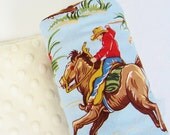 Baby Blanket, Cowboy with Cream Minky or Minky of Choice