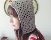 Crochet Hat, Granny Square Hat, Crochet Woman's Hat in Grey / The Granny Hat
