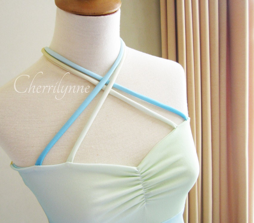 Jersey Dress Ombre Blue Light Green Yellow