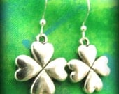 Celtic Irish Silver Shamrock Earrings - Sterling Silver Ear Wire