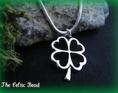 Beautiful Silver Celtic Irish Open Shamrock Necklace