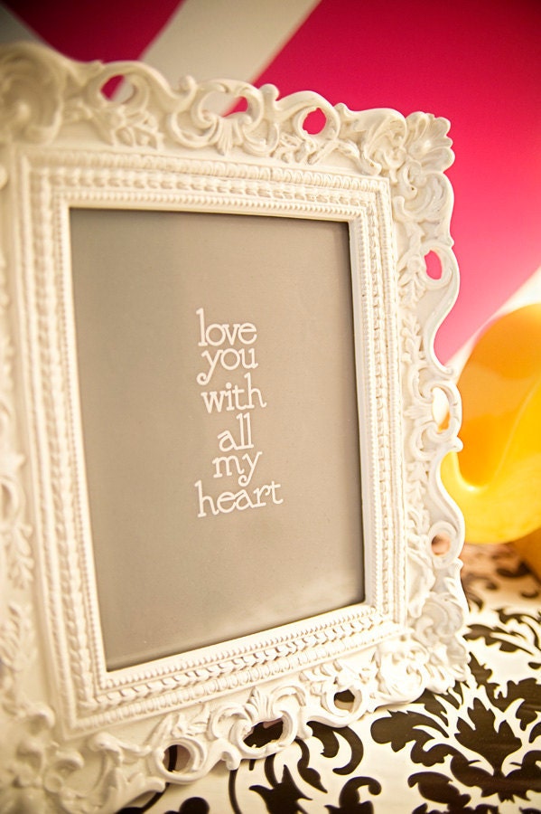Love You With All My Heart, Beatles grey 5x7 art print