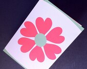 Heart Flower Greeting Card - Anniversary Card - I Love You Card - Just Because Card - A7 Greeting Card - Handmade Card
