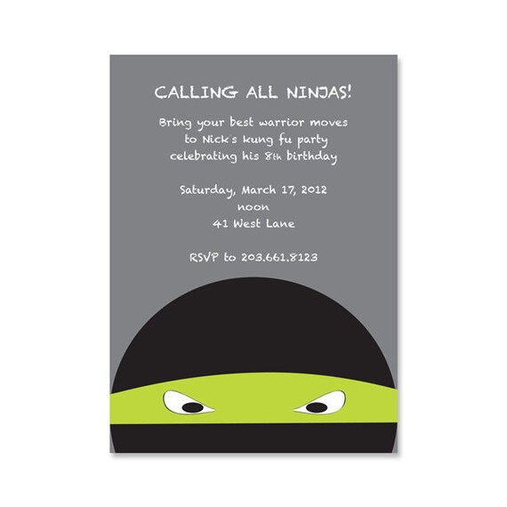 Ninja Birthday Party Invitation - Printable Birthday Invite - Personalized Karate Party Invitation - 5x7 OR 4x6 DIY Printable Il_570xn
