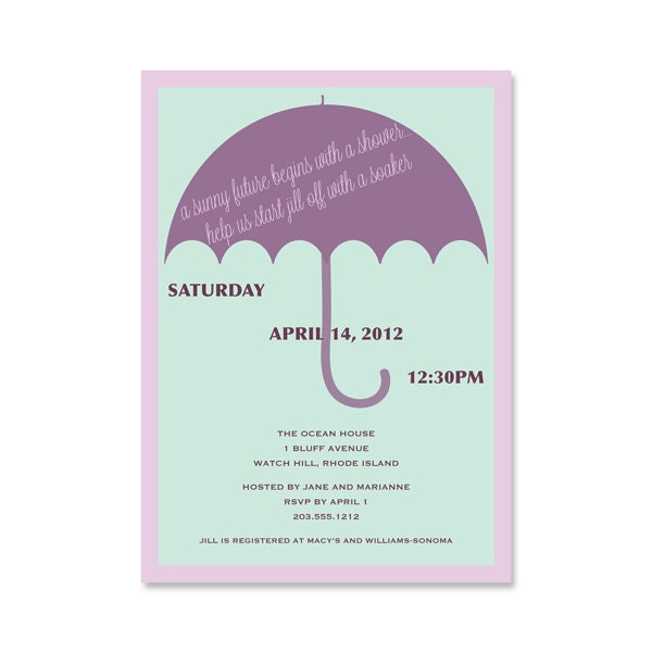 Umbrella Bridal Shower Invitation - Printable Shower Invite - Custom Wedding Shower Invitation - 5x7 OR 4x6 DIY Printable Il_570xn