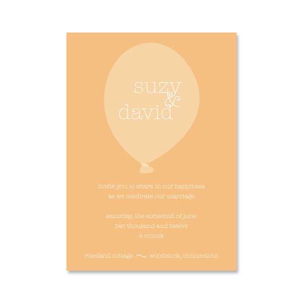 Printable Wedding Invite - Floating Away Wedding Invitation - Fun and Casual Wedding Invite - 5x7 DIY Printable Il_570xn