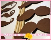 Brown Mustache Photobooth Props - 10 Piece Set - Photo Party Props On a Stick - Wedding / Birthday Photo Booth