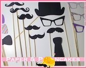 Photobooth Props - 16 Piece Set - Photo Party Props On a Stick - Wedding / Birthday Photo Booth PURP COLLECTION