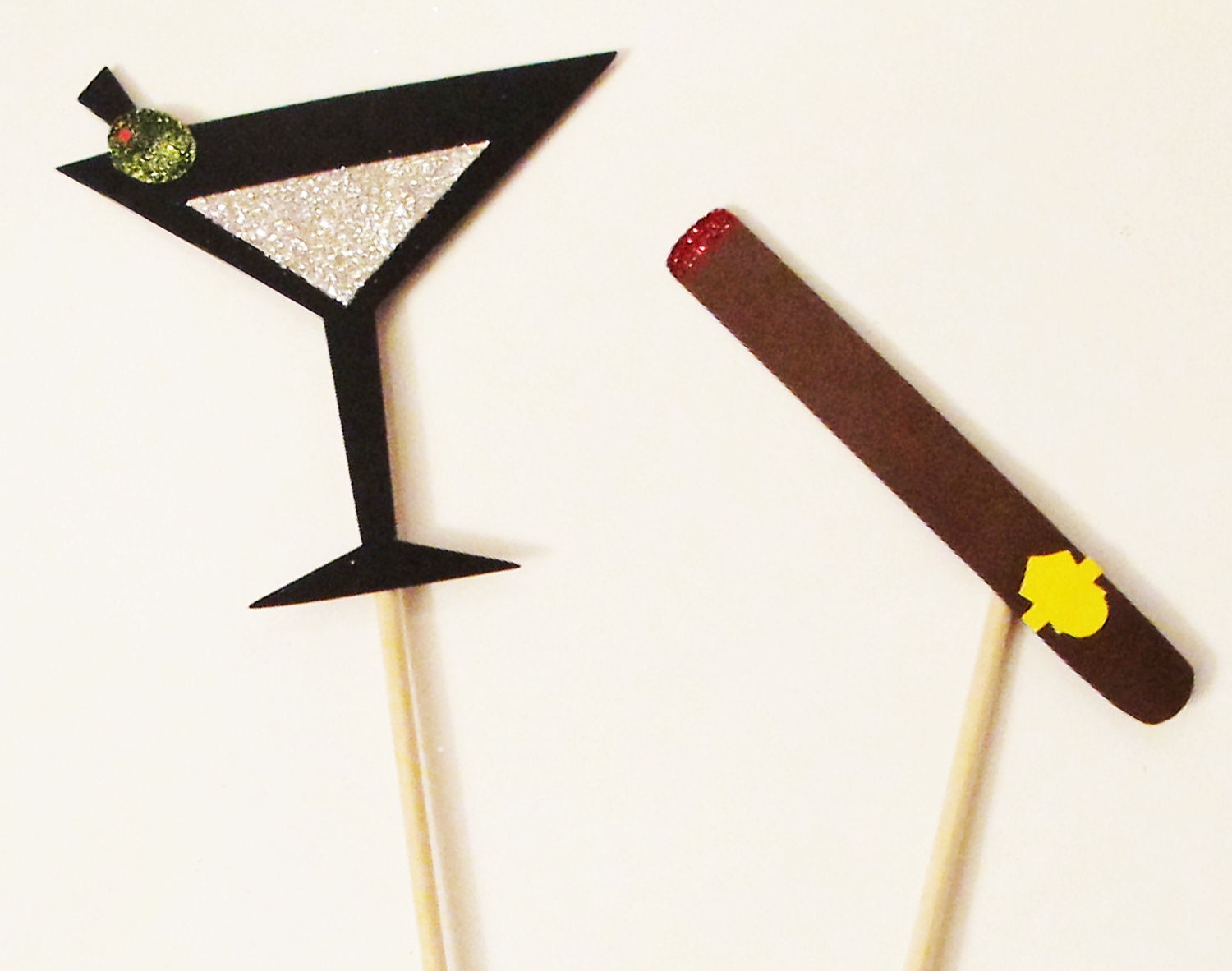 Photo Booth Props - Cigar and Martini Wedding Photobooth Props On A Stick
