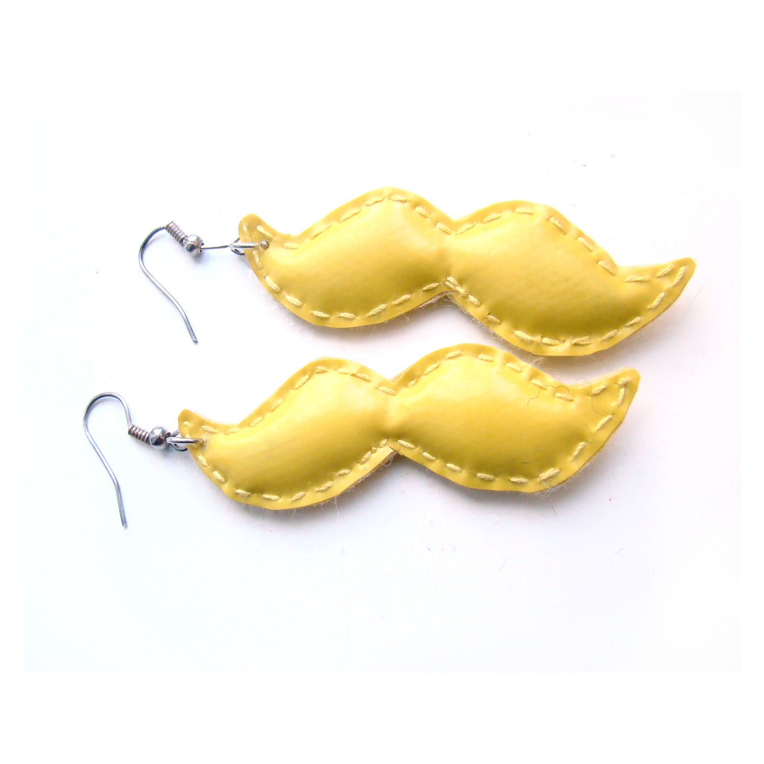 Mustache Earrings in Yellow