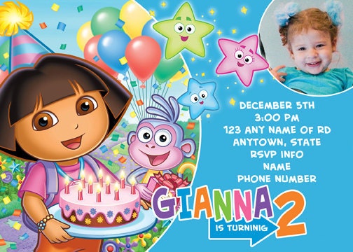 Dora the Explorer Invitation Digital File 4X6 or 5X7