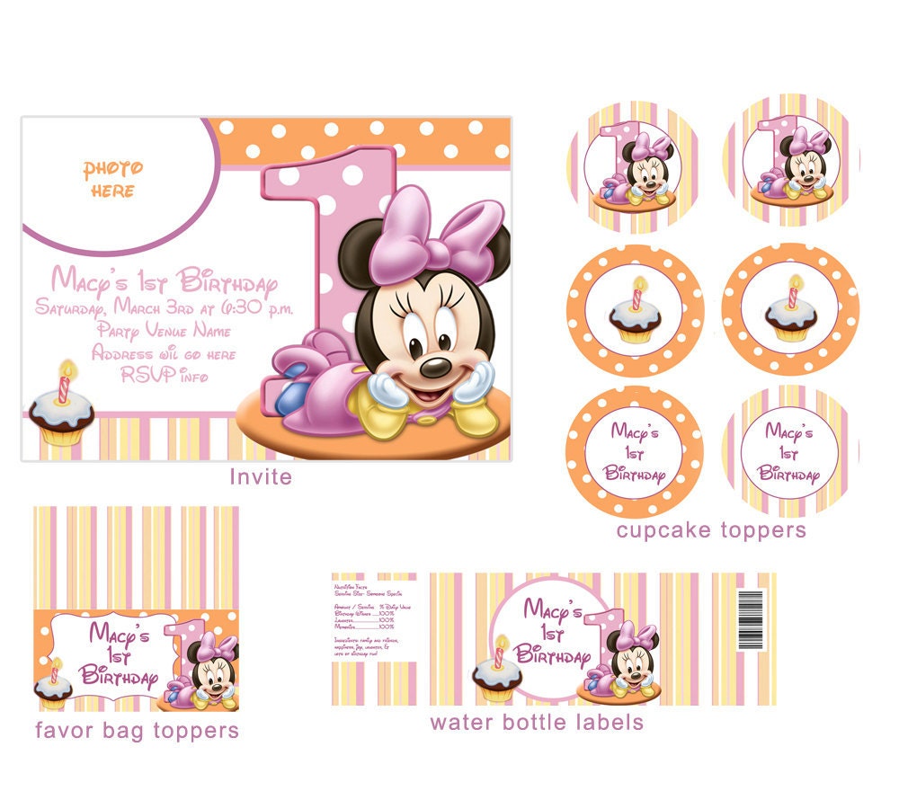 Baby Minnie Mouse 1st Birthday Party Package Digital File