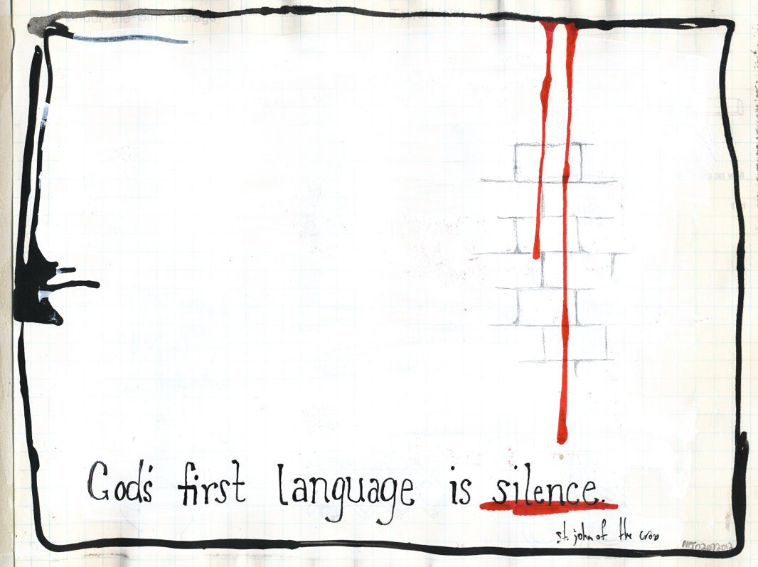 God Silence - art journal page - mixed media collage - 12" x 9" print