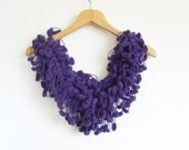 FREE SHIPPING, Crochet Scarf / Purple Mullbery Ponpon / Extra Long Handmade in Turkey / Ponpon Shawl