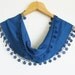 Royal Blue Scarf With Lace / Turkish Handmade Shawl With Oya / High Fashion / Spring Trends