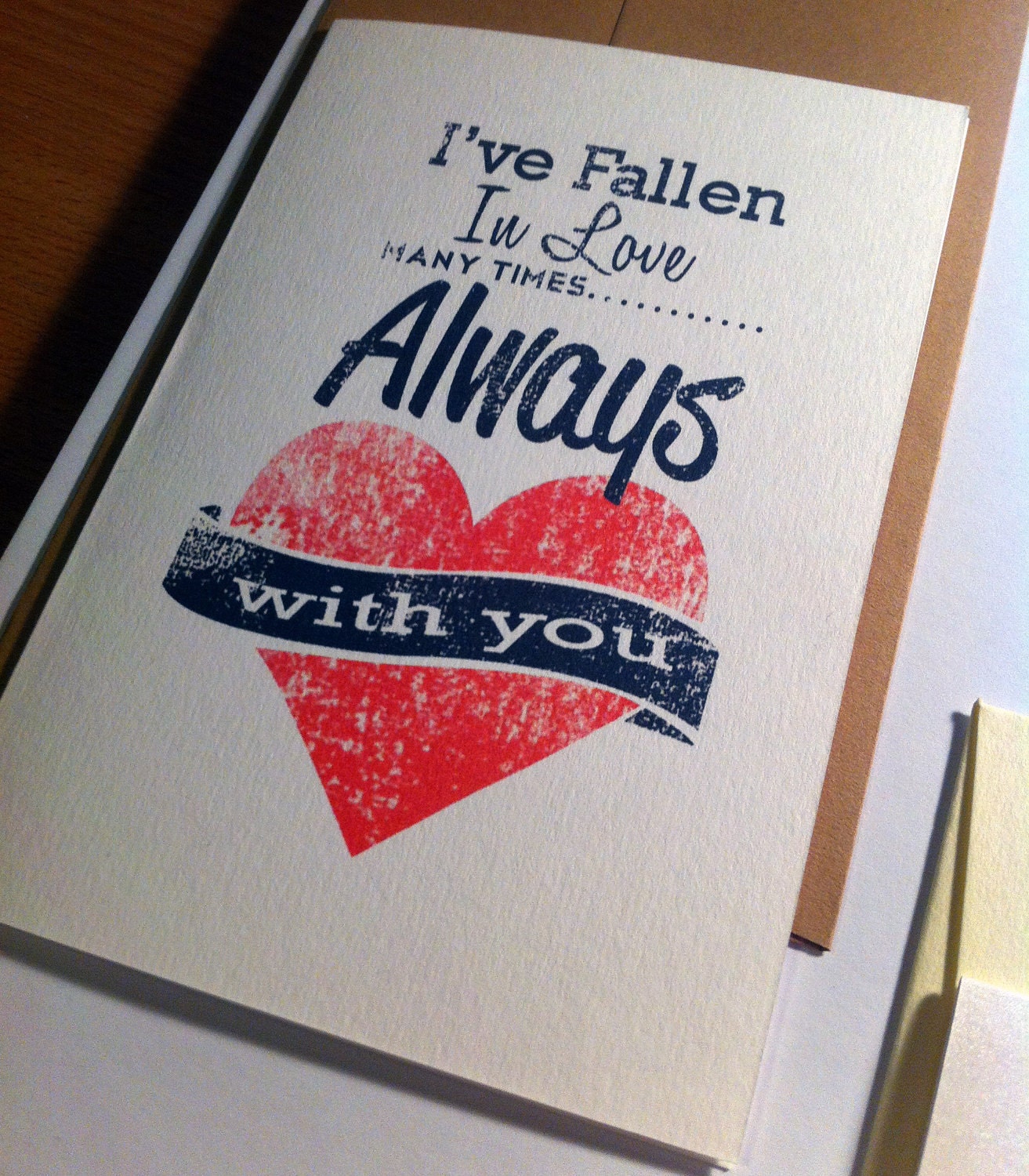 Handmade Typographical Valentines Day  Anniversary I Love You Greeting Card