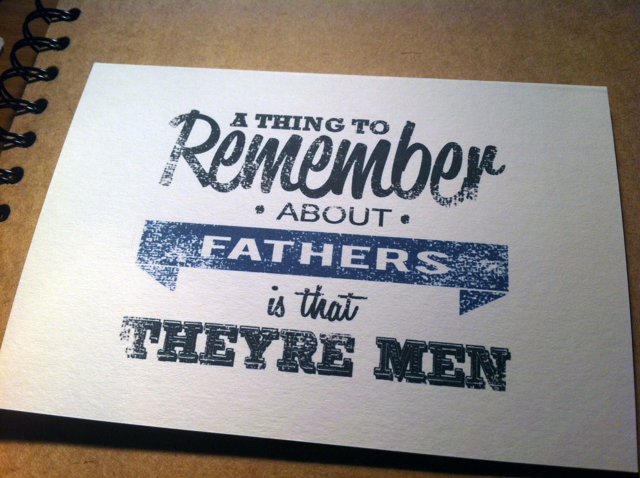 Handmade Typographical Fathers Day Birthday Greeting Card