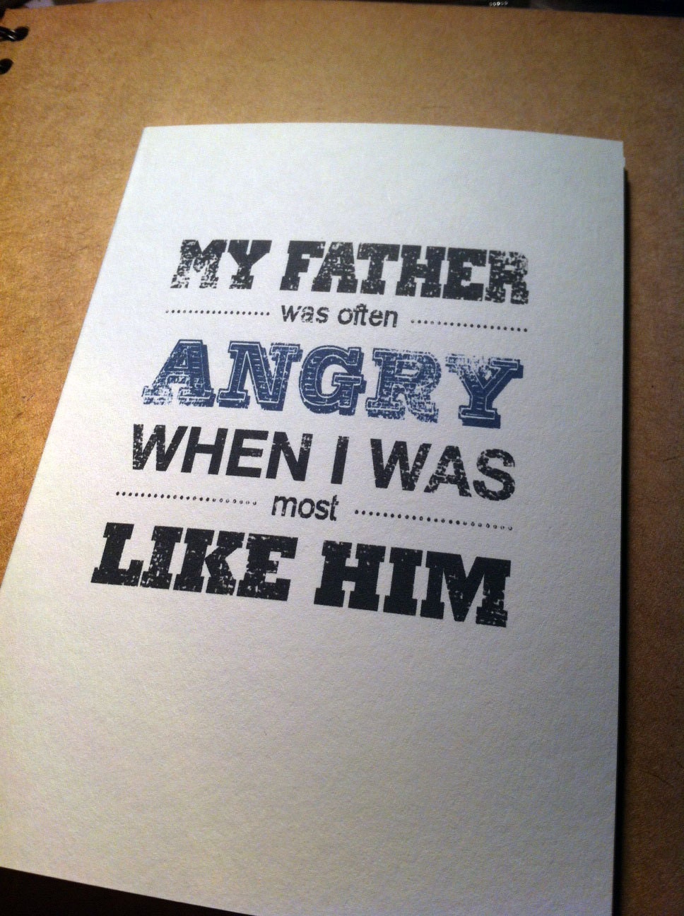 Handmade Typographical Fathers Day Birthday Greeting Card