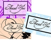 Printable Thank You Postcards, set of 3, pink, blue, orange, script text