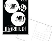 Wedding Save the Date Postcard, 5x7, black and white, noir, printable postcard, wedding stationary, art deco