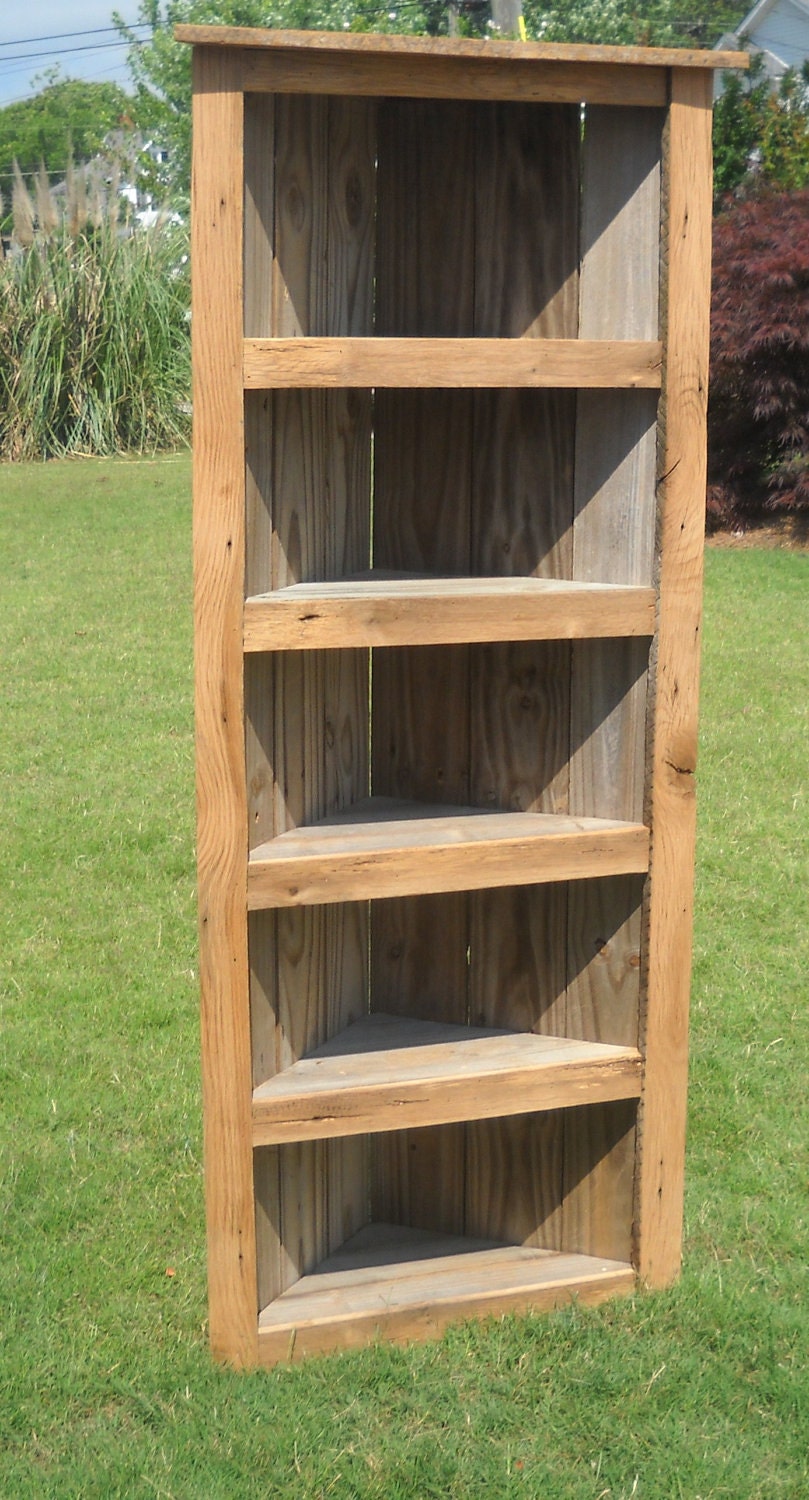 Barnwood Bookcase, Barnwood Corner Bookcase, Corner Bookcase, Rustic Bookcase