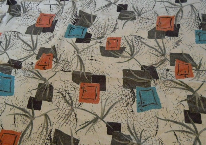 Geometric Barkcloth Curtains - 2 Panels