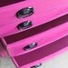 Pink Vintage Dresser with Mirror /Girl Bedroom Decor /Magenta /Black Drawer Pulls /Storage /Antique Painted Bright Furniture /
